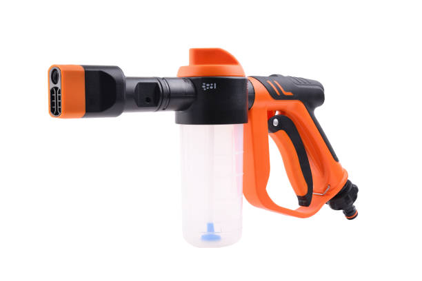 Spray gun for car wash on a white background.