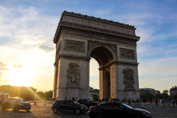 Paris Triumphal Arch at sunset