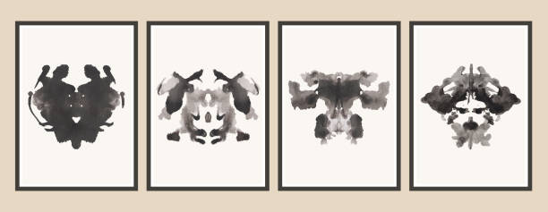 istock Rorschach watercolor inkblot test posters, black watercolor Rorschach cards isolated on white background. 2156975623