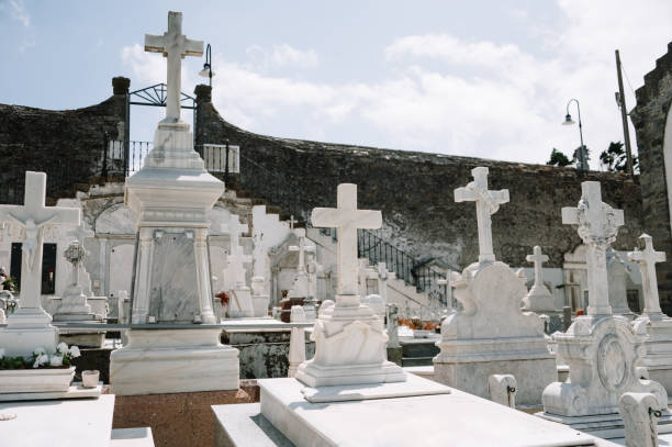 Tombs at the Luarca cemetery, Asturias, Spain