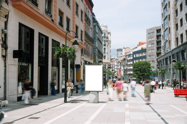A blank advertisement panel in a city street