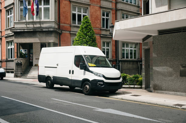 istock Delivery van in a city 2156981506