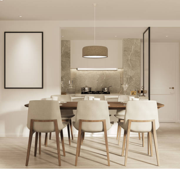istock mock up poster frame in interior background, living room. 3D render, 3D illustration 2156982414