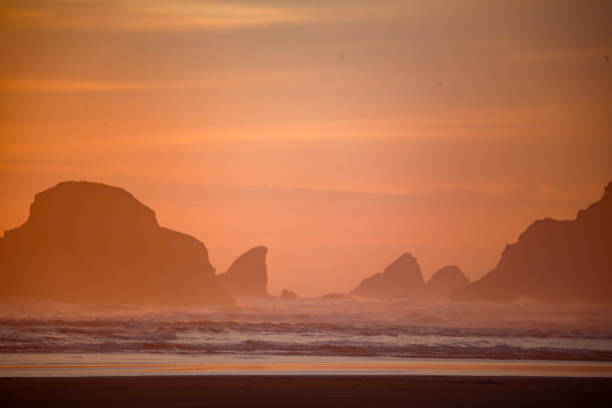 Sunset on a summer evening on the northern Oregon Coast