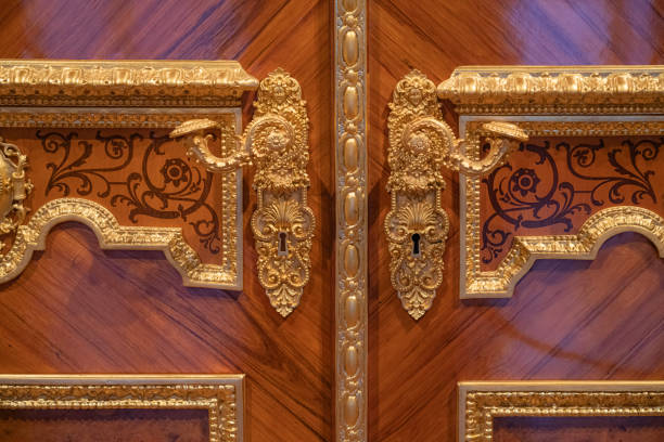 Fragment of a door with Arabic ornaments in Fes, Morocco