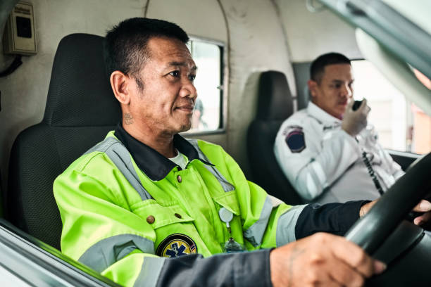 istock Paramedic team in an ambulance heading to an emergency situation 2157005885