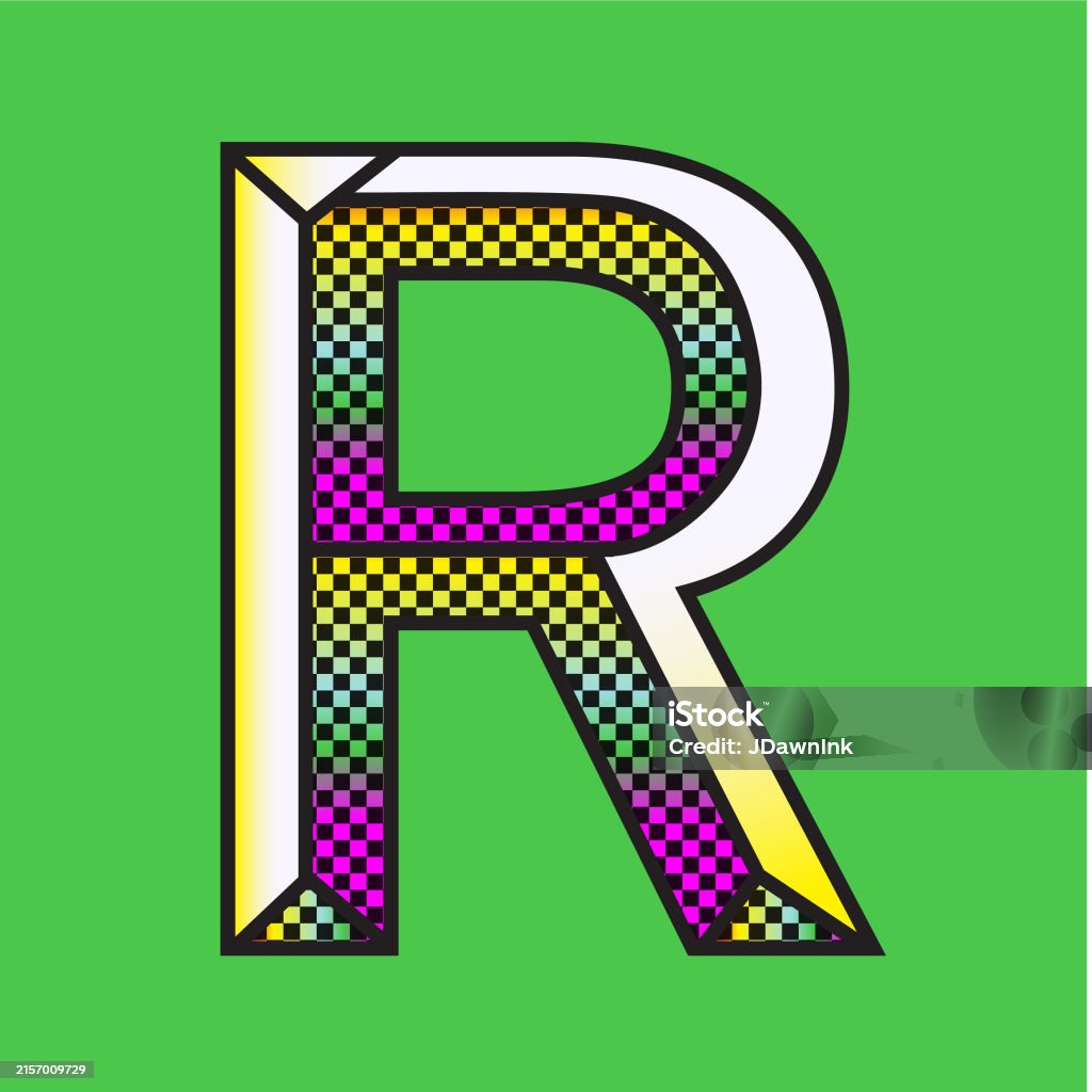 Retro riso print style screen printing Letter R font design alphabet Vector illustration of a Retro riso print style screen printing font design alphabet style. Includes fully editable vector art to customize your own text. Download features vector EPS and high resolution jpg download. 1980-1989 stock vector Retro riso print style screen printing Letter R font design alphabet Vector illustration of a Retro riso print style screen printing font design alphabet style. Includes fully editable vector art to customize your own text. Download features vector EPS and high resolution jpg download. 1980-1989 stock vector