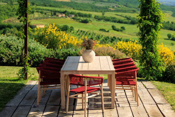 istock Tuscan garden patio dinning table 2157014031