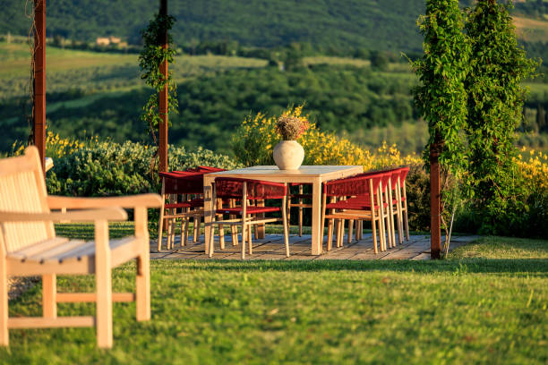 istock Tuscan garden patio dinning table 2157014040