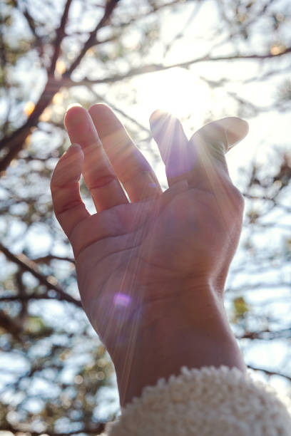 istock Hand letting the rays of sun pass through her fingers. 2157020577