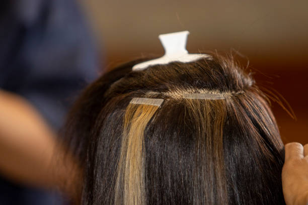 Natural hair extensions in the salon