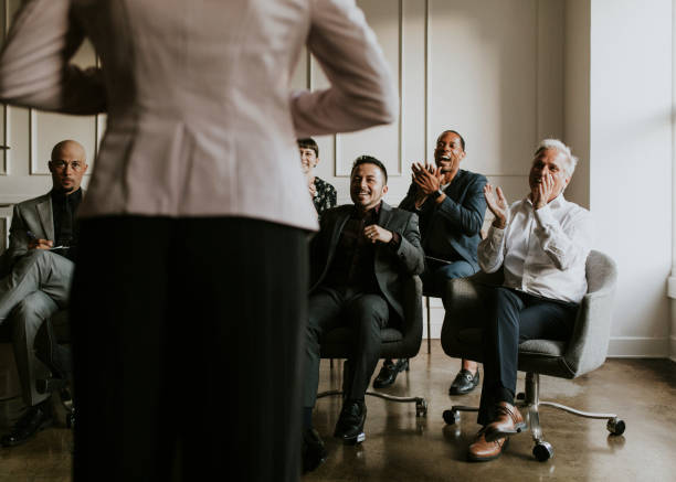 istock Businesswoman presenting the strategy to her team 2157031477