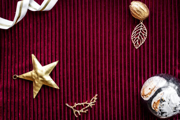 Festive Christmas ornaments on a red background