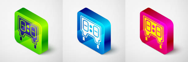 Isometric Sport baseball mechanical scoreboard and result display icon isolated on grey background. Square button. Vector Isometric Sport baseball mechanical scoreboard and result display icon isolated on grey background. Square button. Vector. baseball-scorecard stock illustrations