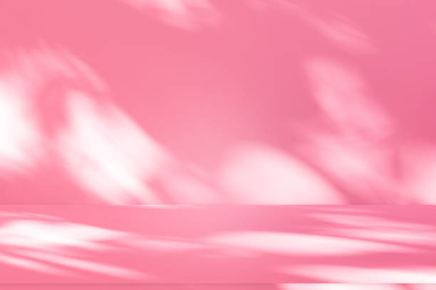 istock Wall interior background, studio, and backdrops show products. with shadow from window color pink  light. background for text insertion and presentation of product 2157041468