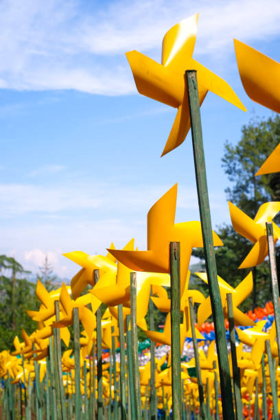istock Close-up of plastic Yellow Pinwheel 2157042013