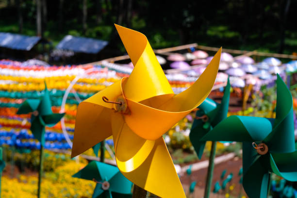 Outdoor colorful rainbow windmill pinwheel