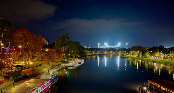 View over River Yarra in Melbourne at night