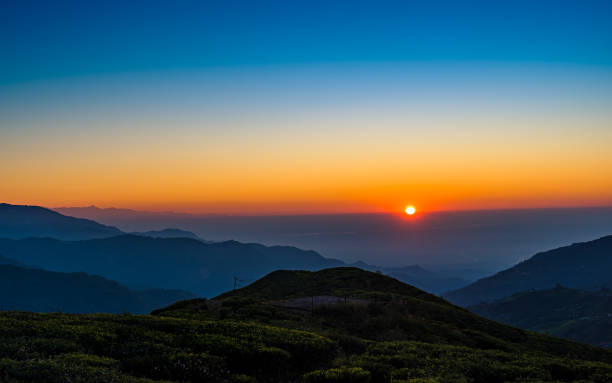 istock gloomy Sunrise over the mountain 2157060580