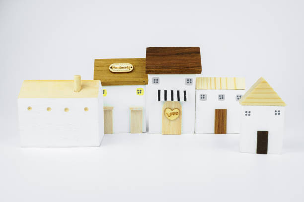 Wooden Block Toy house on a white background.