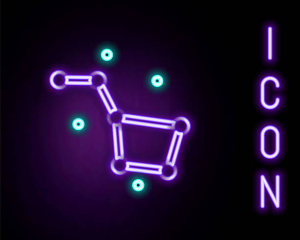 istock Glowing neon line Great Bear constellation icon isolated on black background. Colorful outline concept. Vector 2157065844