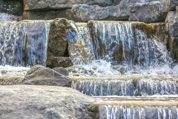 Rivulets at Little Wadsworth Falls in Wadsworth Falls State Park, Middlefield, Connecticut, in springtime.