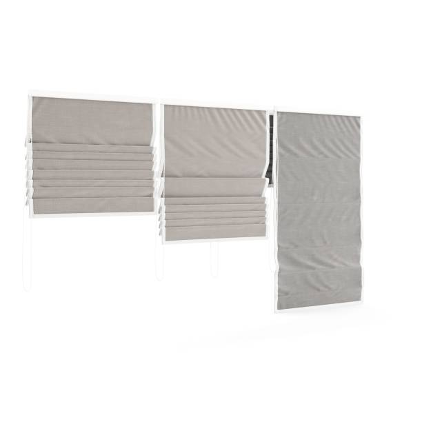 istock Shot of grey blinds neatly arranged on a sheer window screen 2157073198