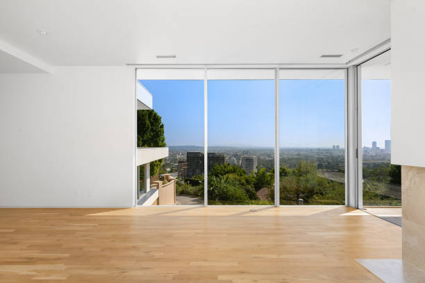 istock City view through window in room with fireplace 2157075280