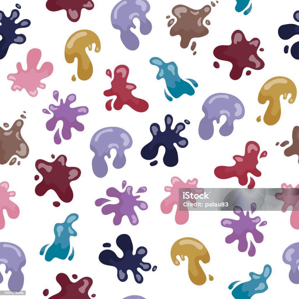 Googly Splash Pattern Splash Colorful Spot Seamless Pattern Decorative Fluid Shape Vector ...