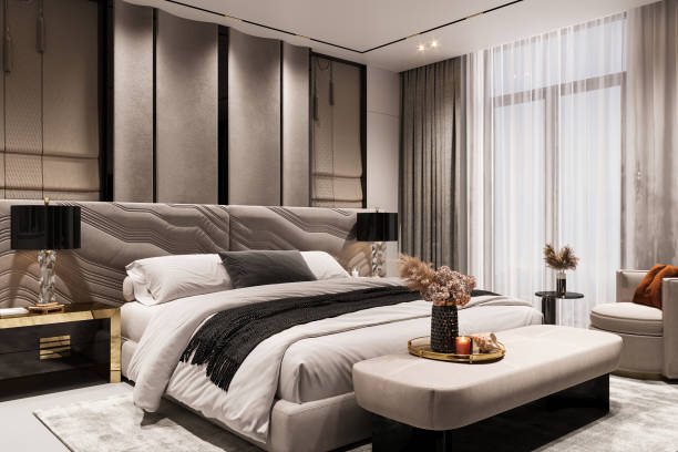 istock luxury studio apartment with a free layout in a loft style in white scheme bedroom interior 2157081712