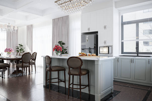 istock white kitchen with marble countertops in the style of classic luxury 2157081817