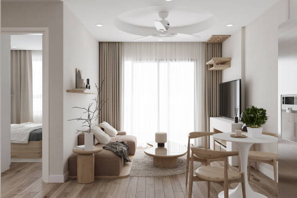 istock modern living room, white tone and sunlight illuminated into interior 2157082107