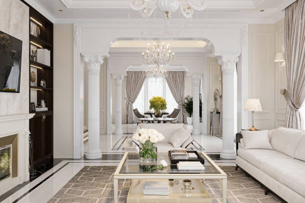 istock 3D rendering, modern Nordic style living room design with chic decor 2157082147