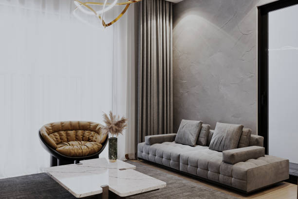istock A minimalist living room bathed in natural light, featuring a single contemporary sofa, clean lines 2157082159