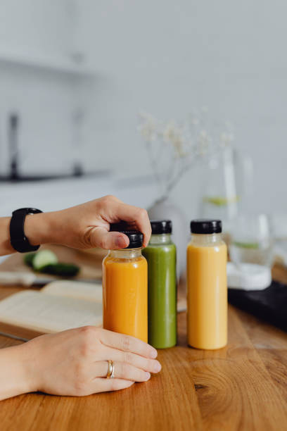 istock Homemade freshly squeezed juice in bottles 2157082374