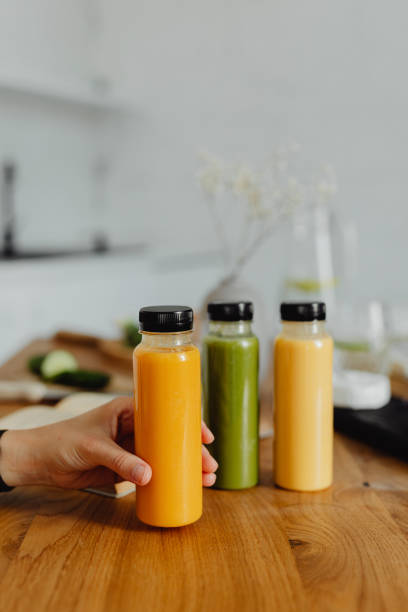 istock Homemade freshly squeezed juice in bottles 2157082375