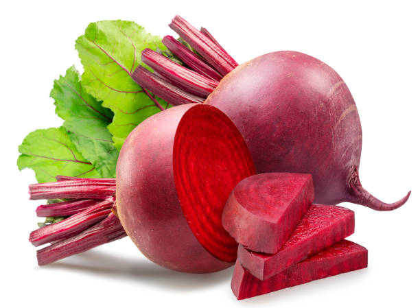 istock Red beetroot and beetroot cut in slices isolated on white background. 2157083118