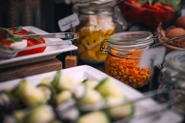 istock Healthy buffet breakfast in the hotel dining room 2157087183