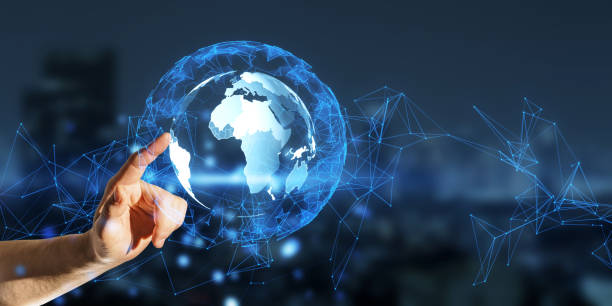istock A hand interacting with a digital globe overlay on a city background, illustrating a connectivity concept 2157088420