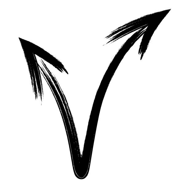 istock Two arrows. A pair of black pointers pointing upward. Hand drawn sign. Doodle and grunge style. 2157092501