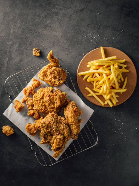 istock Fried Chicken and French Fries on white background 2157093178