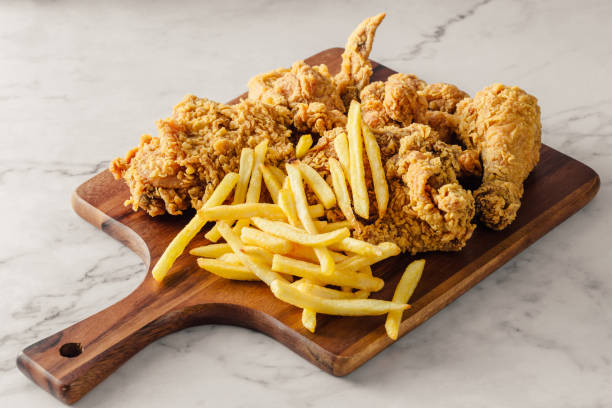 istock Fried Chicken and French Fries on white background 2157093268