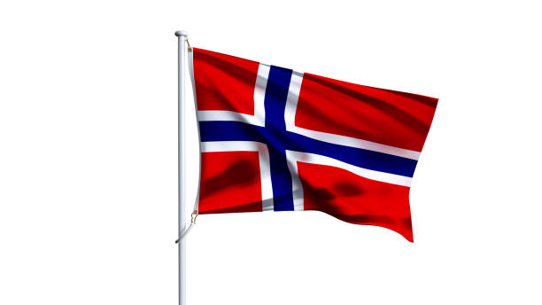 istock Waving flag of norway isolated on white background. 2157095652