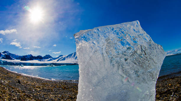 Glacier Ice, Drift floating Ice,14 of July Glacier, Krossfjord, Arctic, Spitsbergen, Svalbard, Norway, Europe