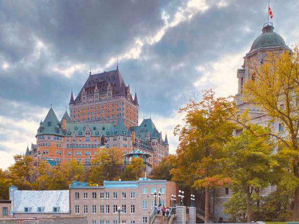 istock Chateaus on Quebec's waterfront with people crossing 2157107976
