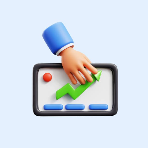 istock hand holding tablet screen for business performance chart presentation 3d icon illustration render design 2157110571