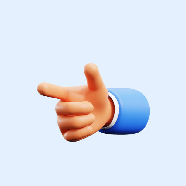 index finger pointing pistol gun hand gesture for lock target expression 3d icon illustration render design