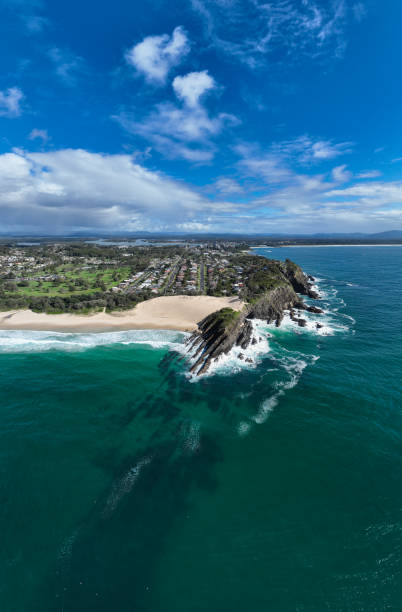 istock Bennetts Head rock at One Mile Beach in Forster, Australia 2157111298