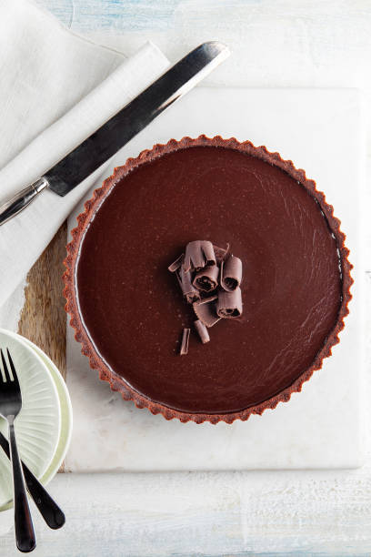 istock Chocolate Pie. Chocolate tart. Chocolate ganache pie. Pie. 2157113268
