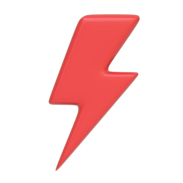 istock Red lightning bolt, commonly associated with speed, electricity, and power isolated on white background 2157126088